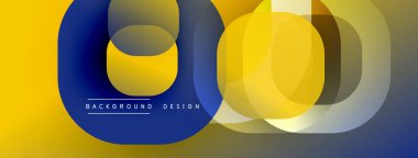 Soyut geometrik şekiller çakışıyor. Sarı, mavi, gri gradyanlar modern tasarım yaratır. Minimalist kompozisyon, temiz estetik.