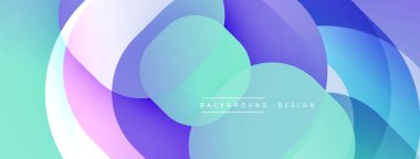 Soyut renkli örtüşen şekiller dinamik görsel deneyimler yaratır. Yumuşak gradyanlar renkleri karıştırır, modern tasarımı oluşturur..