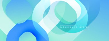 Soyut sıvı şekilleri örtüşür, yumuşak mavi, turkuaz eğimler yaratır. Minimalist tasarım, sakin ve modern estetiği çağrıştırıyor.