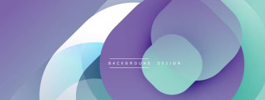 Soyut şekiller örtüşür, yumuşak eğimler yaratır. Mor, mavi, nane renkleri tasarımda baskın. Modern estetik, basit kompozisyon.