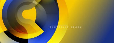 Soyut geometrik katmanlar, canlı sarı, donanma, gri tonlar. Modern tasarım, dinamik kompozisyon, pürüzsüz gradyanlar.