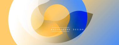 Soyut tasarım özellikleri üst üste biniyor. Renkler mavi, sarı, bej. Minimalist stil modern görsel etki yaratır.