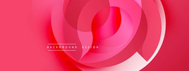 Soyut pembe tasarım üst üste binen dairesel katmanlar içeriyor. Gradyan gölgeler derinlik yaratır, modern estetik. Mevcut en küçük metin.