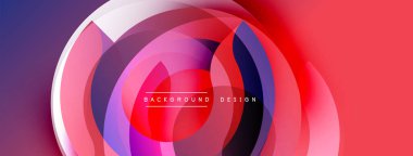 Soyut daireler, canlı renklerin karışımı. Modern tasarım, pürüzsüz gradyanlar dinamik görsel efekt yaratır. Kırmızı egemen, mor aksanlı.