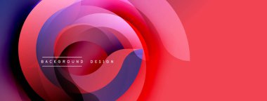 Soyut girdap şekilleri, canlı renkler, modern tasarım. Kırmızı, mor renkler kompozisyona hakim. Yumuşak gradyanlar dinamik görsel efekt yaratır.