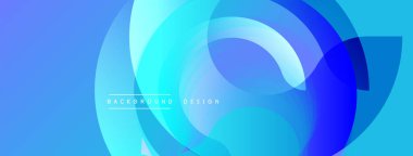 Soyut mavi tasarım, üst üste binen daireler, gradyanlar. Modern estetik, pürüzsüz geçişler dinamik görsel efekt yaratır.