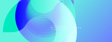 Soyut sıvı şekilleri örtüşür, canlı mavi, turkuaz eğimler yaratır. Arkaplan ve sunumlar için modern tasarım ögesi.