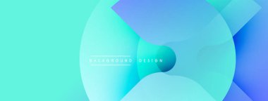 Soyut arkaplan özellikleri üst üste binen daireler, gradyanlar. Turkuaz, mavi renkler modern görsel efekt yaratır. Minimalist tasarım.