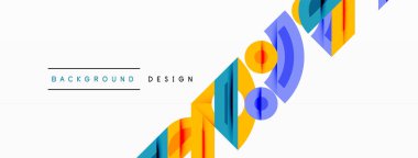 Soyut geometrik şekiller dinamik görsel akış yaratır. Parlak renkler, katmanlı şekiller modern tasarım elementlerini akla getiriyor. Minimalist stil.