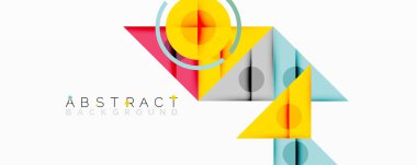 Geometrik şekiller örtüşür, canlı ve soyut bir bileşim yaratır. Sarı, pembe, gri, mavi tonlar dizaynın hakimidir. Modern estetik.