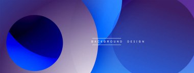 Soyut şekiller örtüşür, değişim etkisi yaratır. Mavi, mor renkler kompozisyona hakim. Minimalist tasarım arka planlar için uygundur.