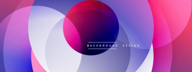 Soyut kompozisyon. Üst üste binen daireler dinamik görsel efekt yaratır. Renkler karışır, modern arkaplan oluşturur.