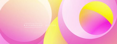 Soyut şekiller örtüşür, yumuşak eğimler yaratır. Pembe, sarı renkler kompozisyona hakim. Arka planlar için modern tasarım ögesi.