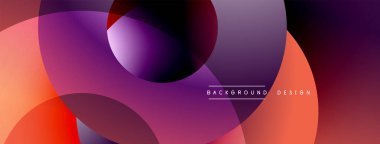 Soyut çakışan daireler. Gradyan gölgeler dinamik görsel efekt yaratır. Arkaplan ve sunumlar için modern tasarım.