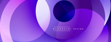 Soyut mor tasarım, üst üste binen daireler. Gradyan renkler modern görsel efekt yaratır. Minimalist tarz, temiz kompozisyon.