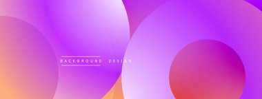 Soyut gradyan çemberler çakışıyor. Mor, pembe, turuncu renkler düzgün bir şekilde harmanlanır. Arka planlar için modern tasarım ögesi.
