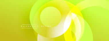 Soyut arkaplan özellikleri üst üste binen daireler, canlı sarı, yeşil renkler. Modern tasarım, pürüzsüz gradyanlar dinamik görsel efekt yaratır.