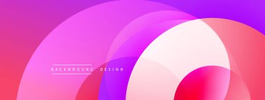 Soyut çemberler çakışıyor, canlı gradyanlar yaratıyor. Pembe, mor renkler tasarıma hakim. Modern, minimalist estetik.