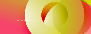 Soyut daireler üst üste binerek sıcak renk eğimleri yaratıyor. Kırmızı, turuncu, sarı renkler tasarımda baskın. Minimalist estetik, modern his.