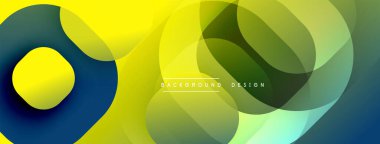 Soyut renkli çakışan daireler dinamik arkaplan oluşturur. Gradyan gölgeler harmanlanarak modern görsel tasarım oluşturur.