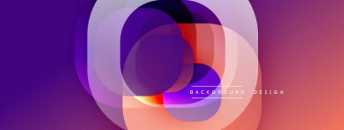 Soyut katmanlar canlı bir değişim etkisi yaratır. Mor, turuncu renkler kompozisyona hakim. Arka planlar için modern tasarım ögesi.