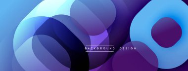 Soyut sıvı şekilleri, mavi mor gradyanlar. Modern tasarım, üst üste binen daireler dinamik kompozisyon yaratır. Minimalist arkaplan dokusu.