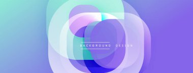 Soyut çemberler çakışıyor, yumuşak eğimler yaratıyor. Mor, mavi, nane renkleri kusursuz bir şekilde harmanlanır. Arka planlar için modern tasarım ögesi.