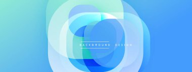 Soyut mavi katmanlar dinamik görsel efekt yaratır. Yumuşak eğimler, dairesel şekiller modern tasarım elementlerini akla getiriyor. Minimalist kompozisyon.
