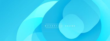 Soyut mavi arkaplan. Üst üste binen şekiller yumuşak eğimler, modern tasarım yaratır. Minimalist estetik, temiz kompozisyon.