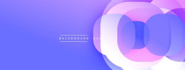 Soyut eğim arkaplanı. Üst üste binen daireler dinamik görsel efekt yaratır. Yumuşak mor, mavi renkler kompozisyona hakim. Minimalist tasarım.