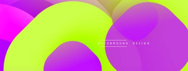 Soyut, enerjik bir arkaplan. Üst üste binen şekiller dinamik ve renkli bileşimler yaratır. Yumuşak eğimler modern estetik sunar.