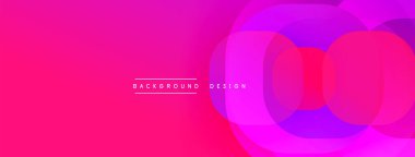 Canlı pembe mor gradyan. Üst üste binen daireler modern soyut tasarım yaratır. Minimalist estetik, dijital arkaplanlar için uygun.