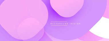 Soyut şekiller örtüşür, yumuşak eğimler yaratır. Mor renkler beyaz aksanlı tasarıma hakim. Modern, minimalist estetik.