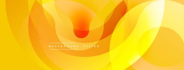 Soyut sarı tasarım. Üst üste binen şekiller dinamik ve sıcak görsel efektler yaratır. Gradyan renkleri ışığı ve hareketi gösteriyor..