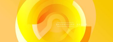 Soyut sarı tasarım üst üste binen dairesel katmanlar içeriyor. Gradyan renkler dinamik görsel efekt yaratır. Minimalist tarz, modern estetik.