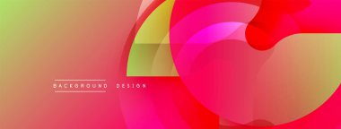 Soyut canlı tasarım, üst üste binen renkli şekiller. Gradyan renkler düzgün bir şekilde harmanlanarak dinamik görsel efekt yaratır. Modern estetik.