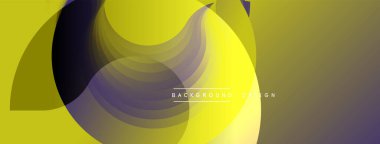 Soyut sarı tasarım. Üst üste binen daireler dinamik görsel efekt yaratır. Modern, minimalist kompozisyon. Gradyan gölgeleri.