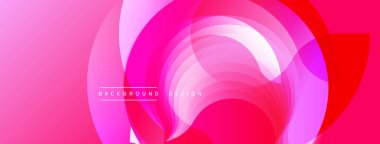 Soyut pembe tasarım. Üst üste binen daireler dinamik görsel akış yaratır. Dijital projeler için modern gradyan arka plan.