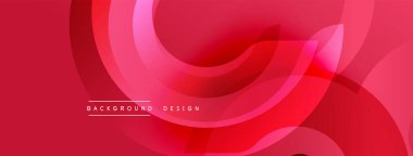 Soyut kırmızı arkaplan. Üst üste binen kıvrımlı şekiller dinamik görsel efekt yaratır. Sancaklar ve sunumlar için modern tasarım uygun.