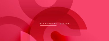 Soyut kırmızı tasarım özellikleri üst üste binen yuvarlak şekiller. Minimalist tarz, modern estetik, arkaplan ve sunumlar için uygun.