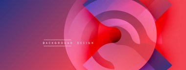 Soyut renkli tasarım, üst üste binen daireler. Gradyan gölgeler dinamik görsel efekt yaratır. Çeşitli projeler için modern arkaplan.