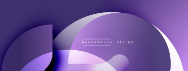Soyut mor arkaplan. Üst üste binen kıvrımlı şekiller dinamik görsel efekt yaratır. Metin elementli minimalist tasarım.