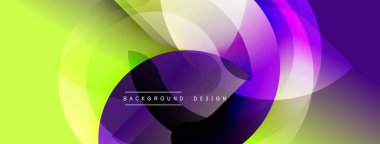 Soyut canlı katmanlar dinamik bileşim yaratır. Değişik renkler harmanlanarak, modern görsel deneyimi oluşturur. Pürüzsüz şekiller örtüşür.