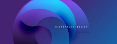 Soyut akışkan şekiller, canlı maviler, morlar modern arka plan yaratır. Gradyan etkisi derinlik ve görsel ilgi ekler..