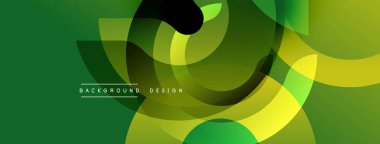 Soyut geometrik şekiller çakışıyor. Yeşil, sarı renkler dinamik kompozisyon oluşturur. Arka planlar için modern tasarım ögesi.