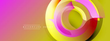 Soyut renkli tasarım. Üst üste binen daireler dinamik görsel efekt yaratır. Gradyan gölgeler yumuşak bir geçiş, modern estetik sunuyor.