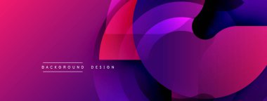 Soyut gradyan şekiller çakışıyor, dinamik görsel akış yaratıyor. Mor, morumsu, siyah renkler kompozisyona hakim. Modern tasarım ögesi.