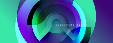 Soyut sıvı şekiller, canlı renklerin karışımı. Modern tasarım, dairesel katmanlar dinamik görsel efekt yaratır. Gradyan renkler kompozisyona hakim.