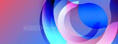 Soyut gradyan şekiller çakışıyor. Canlı maviler, morlar modern arka plan yaratır. Minimalist tasarım, pürüzsüz geçişler mevcut.