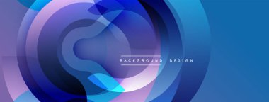 Soyut sıvı şekiller, canlı maviler, morlar modern arka plan yaratır. Üst üste binen katmanlar derinlik ve hareket olduğunu gösteriyor. Minimalist tasarım.